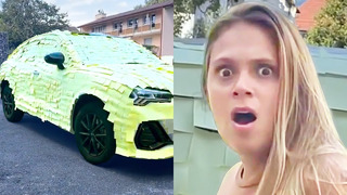 COVERING HER CAR IN STICKY NOTES! | FUNNY VIDEOS