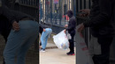I give him rubbish bag and the guy put rubbish in it