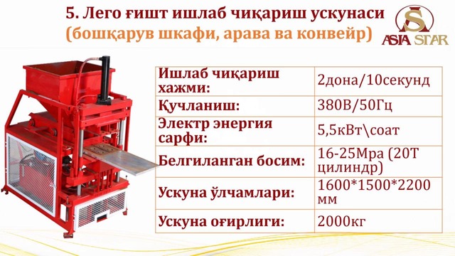 Лего ғишт ишлаб чиқариш линияси