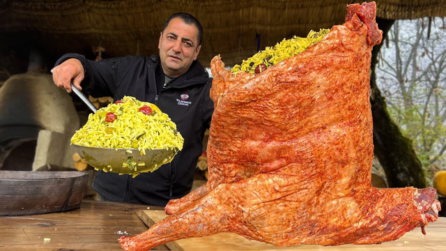 10 кг азербайджанского плова, приготовленного внутри 15 кг баранины! Жизнь в горах