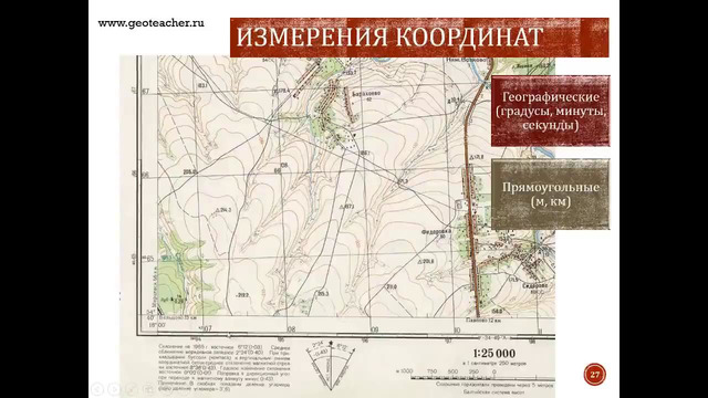 Измерения по топографическим картам. Измерение координат. mp4