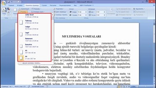 6. MS Office Word 2007 da Hujjatning sahifa parametrlarini sozlash