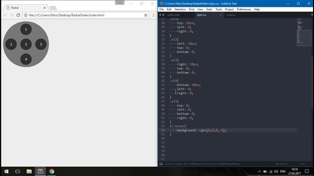 Радиальное Меню на html, css, javascript