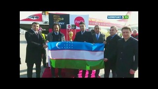 Кубок чемпионата мира по футболу прибыл в Ташкент (06.02.2018)