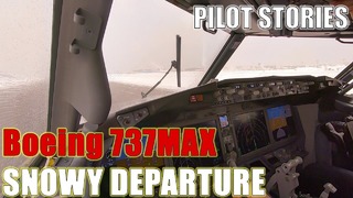Пилотские истории. Взлёт Боинга 737MAX в снежную погоду