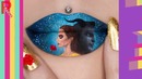 Девушка рисует персонажей мультфильмов на губах