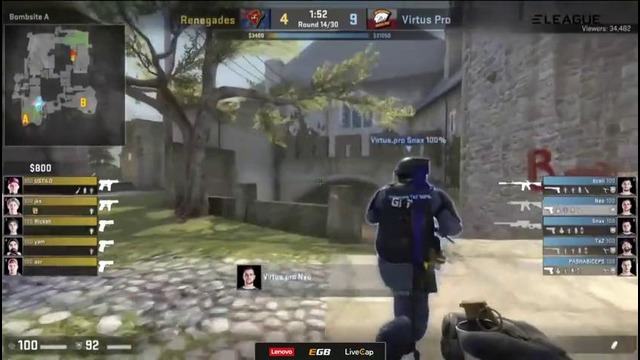 Virtus.Pro vs Renegades, map 1 cbble, ELEAGUE Season 1, LCQ