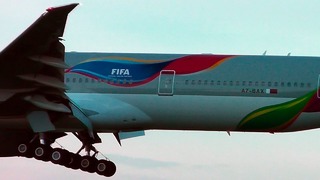 Boeing 777-3DZER в Ливрее FIFA 2022. Домодедово 9.07.2018