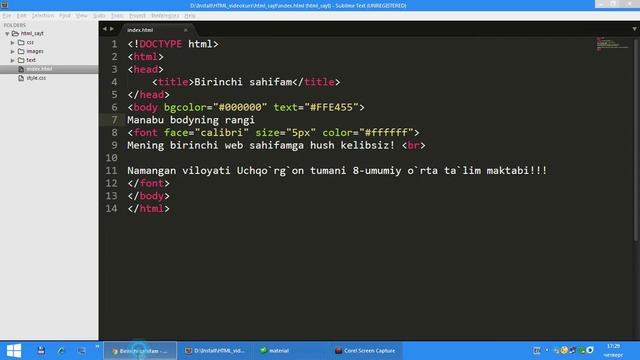 HTML va CSS videokurslari. HTML 4-dars: Maxsus teglar 2-qism