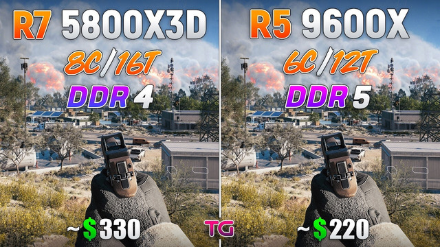 Ryzen 7 5800X3D vs Ryzen 5 9600X – Test in 10 Games | 2026