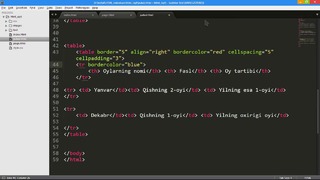 HTML va CSS videokurslari. HTML 8-dars: Web sahifaga jadval joylashtirish