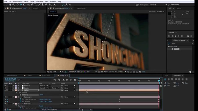 Exclusive After Effects Tutorial – 3D Gold Logo Reveal – Element 3D