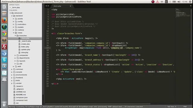 Yii2 Framework – Урок 10 – Реализация select полученный из таблицы базы данных
