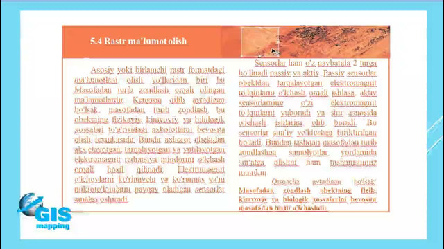 13-14 Mavzu. GEOGRAFIK AXBOROT TIZIMLARI UCHUN MA’LUMOTLARNI TO’PLASH VA ULARNI KIRITISH