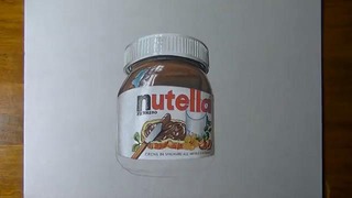 A glass jar of Nutella realistic drawing