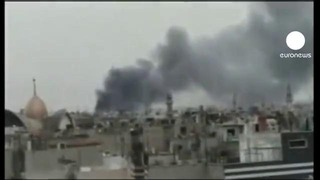 Видео из Хомса: разрывы снарядов и дым пожаров