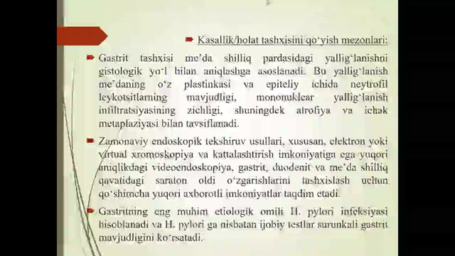 Surunkali gastrit – Rasulev Y.E. 07.10.2026