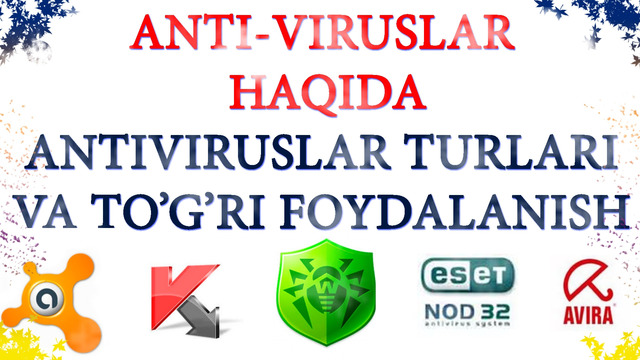 Antivirus haqida Antiviruslar turlari va Antivirusdan foydalanish Antivirus bazasini yangilash Bepul