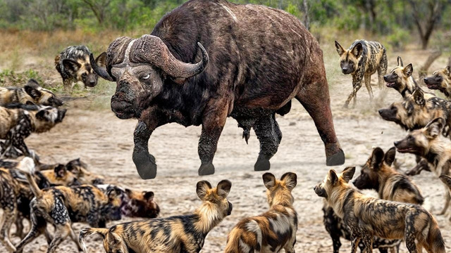 Дикие Псы Окружили Огромного Буйвола! Вот Что Было Дальше