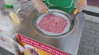Ice cream rolls ️как делают тайское мороженое-жара 42