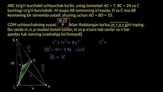 67 Murakkab trigonometrik masala: uchburchak yuzi