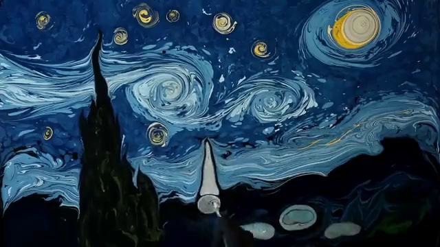 Произведения Ван Гога, рисуя на поверхности воды