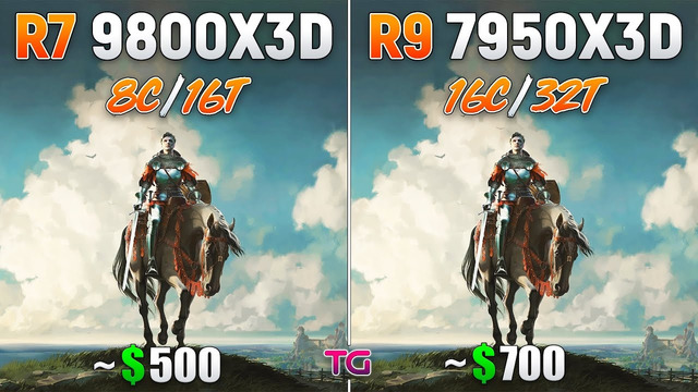 Ryzen 7 9800X3D vs Ryzen 9 7950X3D – Test in 10 Games