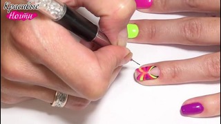 Дизайн ногтей, маникюр в отпуск, неоновая бабочка, гель лак, nail art