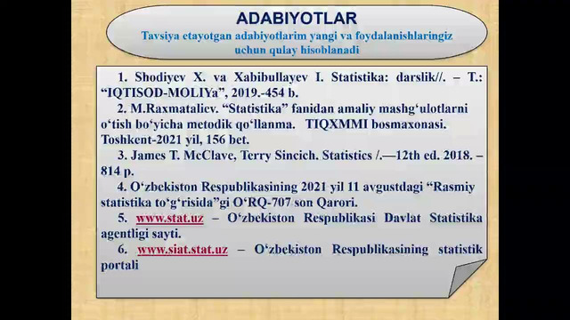 1-Mavzu. Statistika faniga kirish