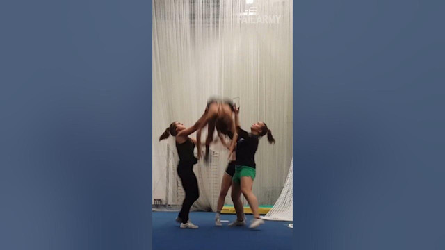 Out of the frying pan, and into the flyer #cheer #cheerleading #cheerleader #fail #fails #shorts