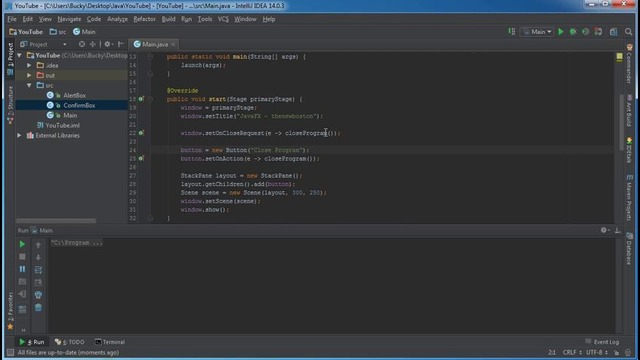 JavaFX Java GUI Tutorial – 7 – Closing the Program Properly – YouTube
