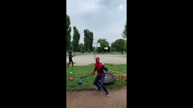 Superhero trick shots featuring Spider-Man and The Hulk