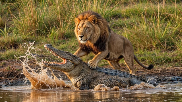 Лев Напал На Крокодила! Вот Что Было Дальше