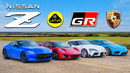 Кто победит в заезде: Nissan Z против Porsche GT4 RS против Toyota Supra против Lotus Emira