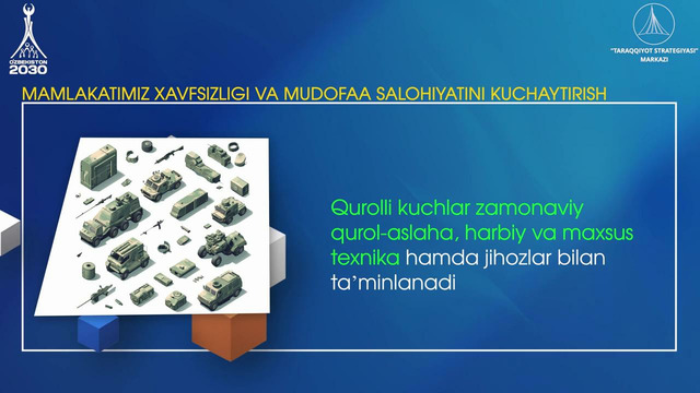 2025-yilgi Davlat dasturi: Mamlakat xavfsizligi va mudofaa salohiyatini kuchaytirish
