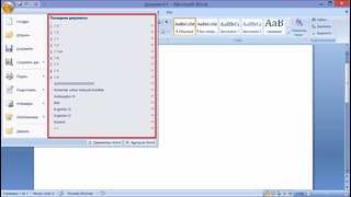 2. MS Office Word 2007 Office menyusi, tezkor foydalanish paneli