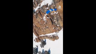Person Does Parachute Jump While Skiing Off Cliff | People Are Awesome #shorts
