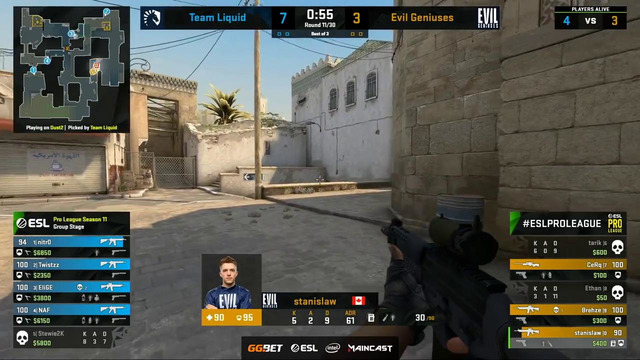 Team Liquid vs Evil Geniuses [Map 1, Dust2] BO3 ESL PRO LEAGUE SEASON 11