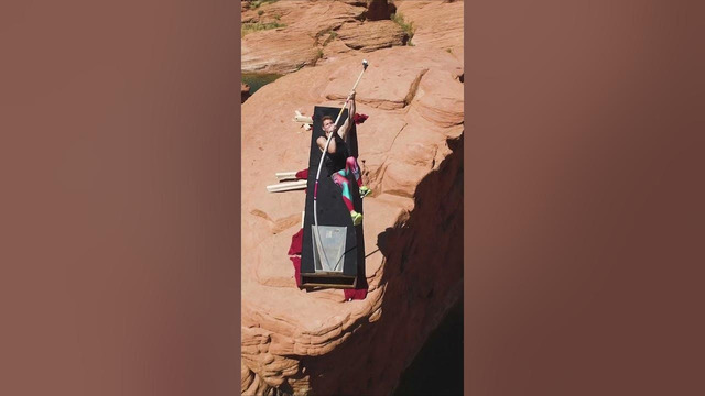 Pole vaulting OFF A CLIFF