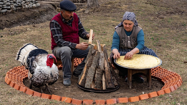 Готовим лезгинский мясной пирог на костре